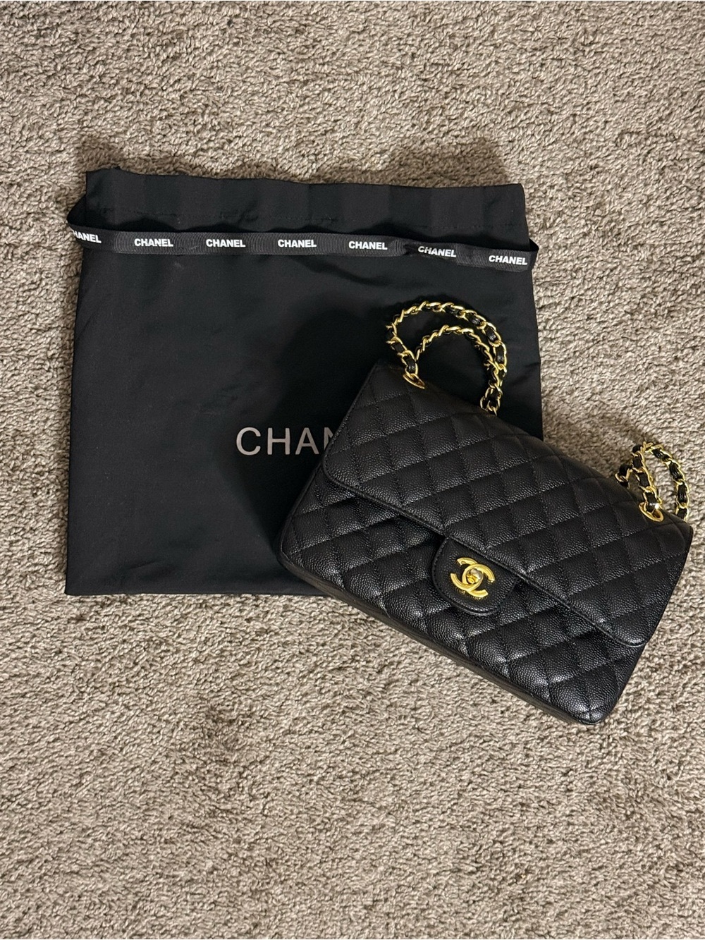 Chanel Classic Flap Caviar Black Gold Hardware
